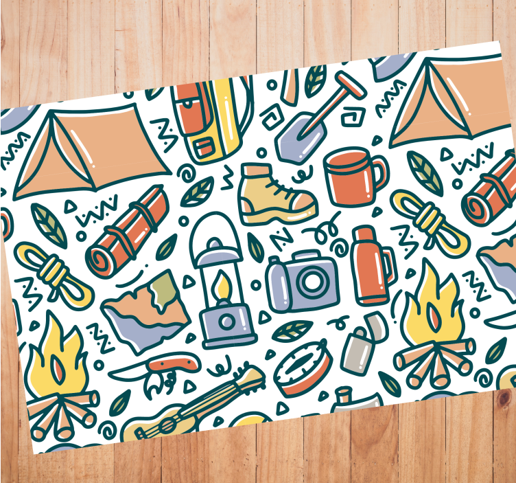 Käsin piirretyt vuoret ja retkeilytavarat lasten pöytätabletti - Tenstickers