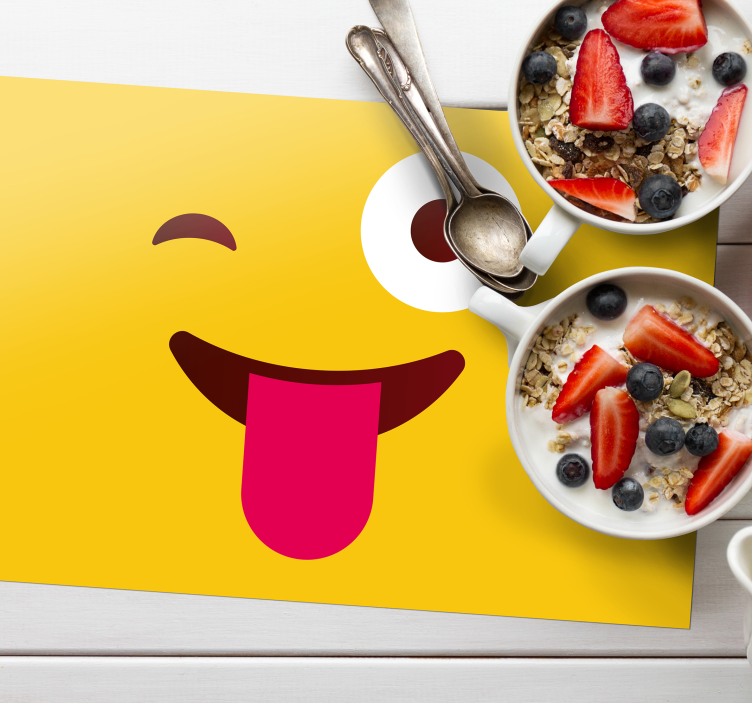 Modernit emoji silmäilevät kasvot lasten placemats - Tenstickers