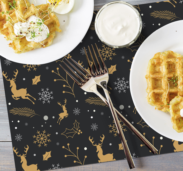 Upea musta kuviot jouluinen pöytätabletti - Tenstickers