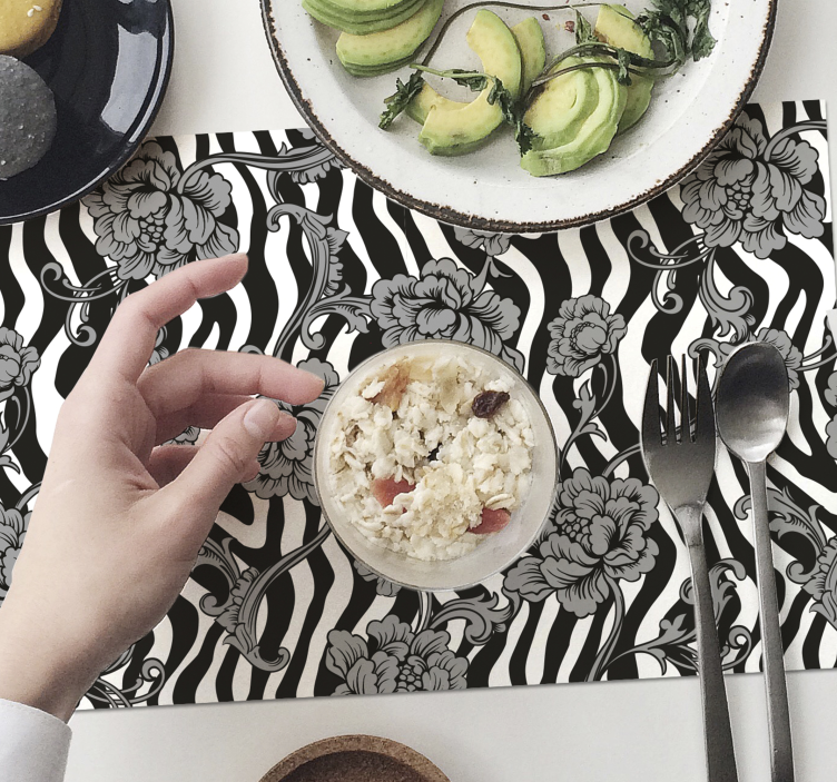 Raidallinen painatus ja koristekukat tyylikäs pöytätabletti - Tenstickers