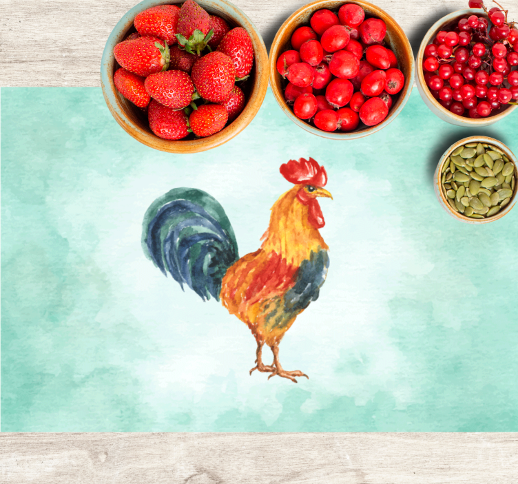 Realistinen värillinen piirustus kukosta pöytätabletti moderni - Tenstickers