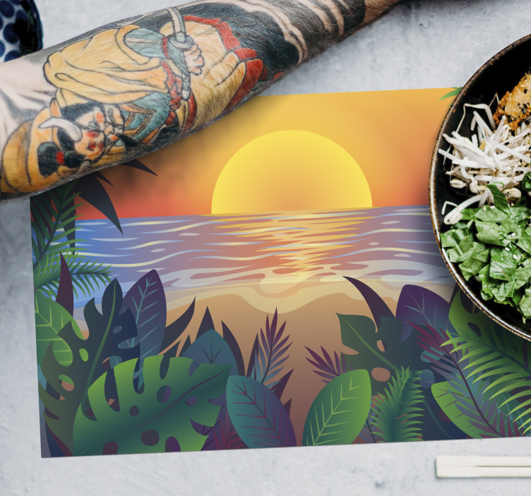 Retro aurinko bearch Suorakulmainen pöytätabletti - Tenstickers