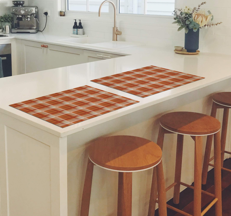 Ruudullinen oranssi kuvio tyylikäs pöytätabletti - Tenstickers