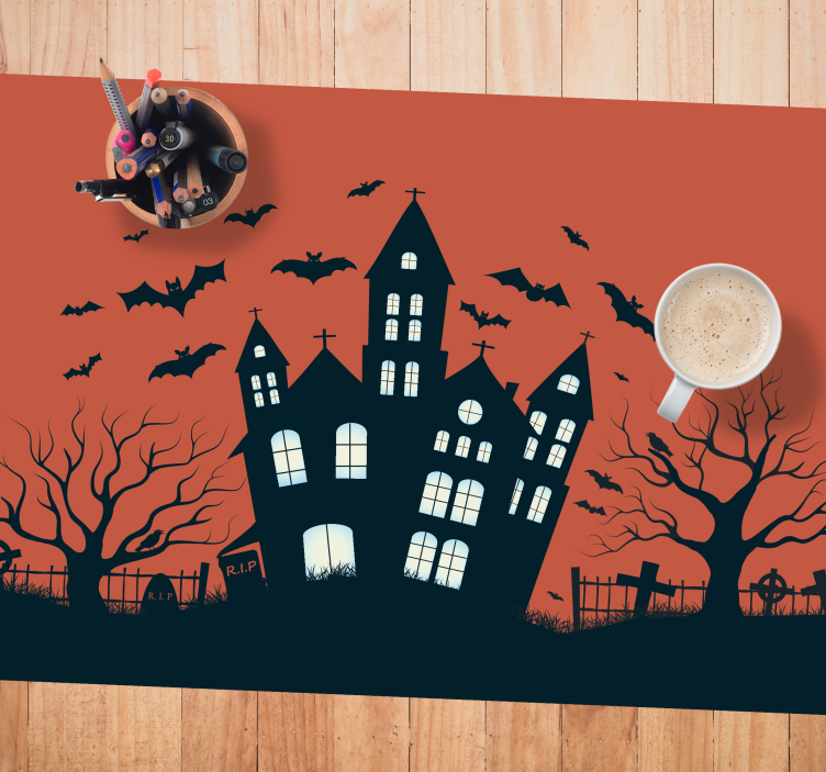 Tähtikirkas linna lentävät lepakot halloween placemats - Tenstickers