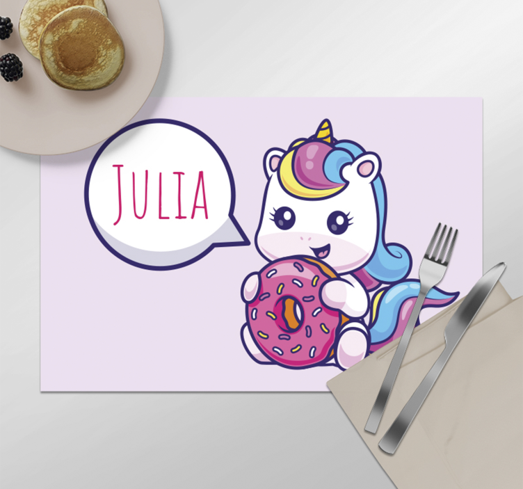 Unicorn kanssa donitsi nimi pöytätabletti - Tenstickers