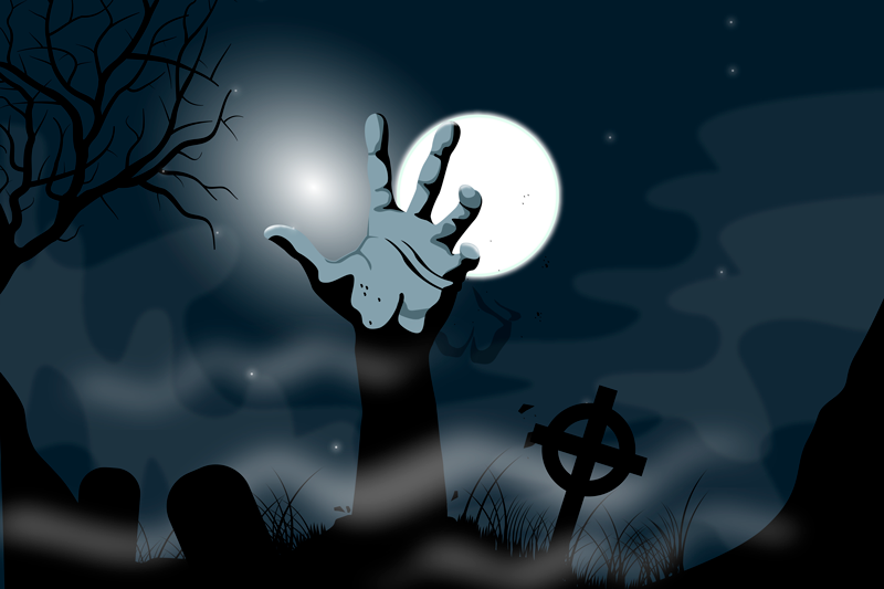 Halloween pöytätabletti karmiva hautausmaakuvasto - Tenstickers