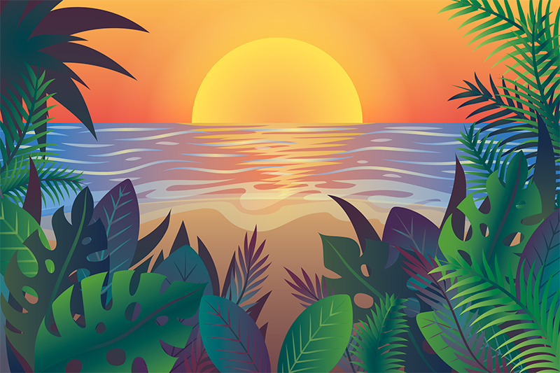 Retro aurinko bearch Suorakulmainen pöytätabletti - Tenstickers