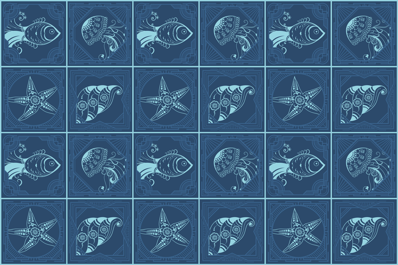 Alkuperäinen pöytätabletti meriteemaisella kuviolla - Tenstickers