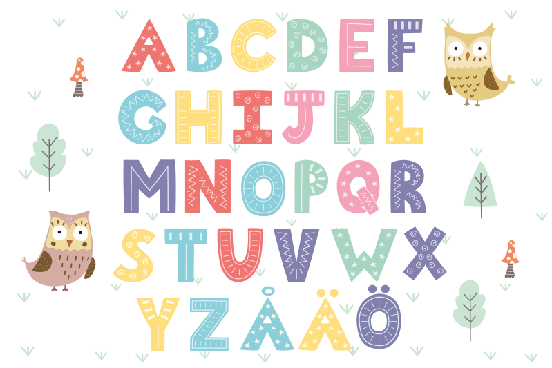 Värikkäitä aakkosia lapsille lasten pöytätabletti - Tenstickers