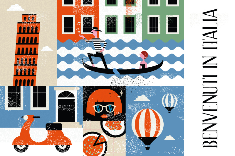 Italian tunnetuimmat ruokakuvakkeet pöytätabletti ravintolaan - Tenstickers