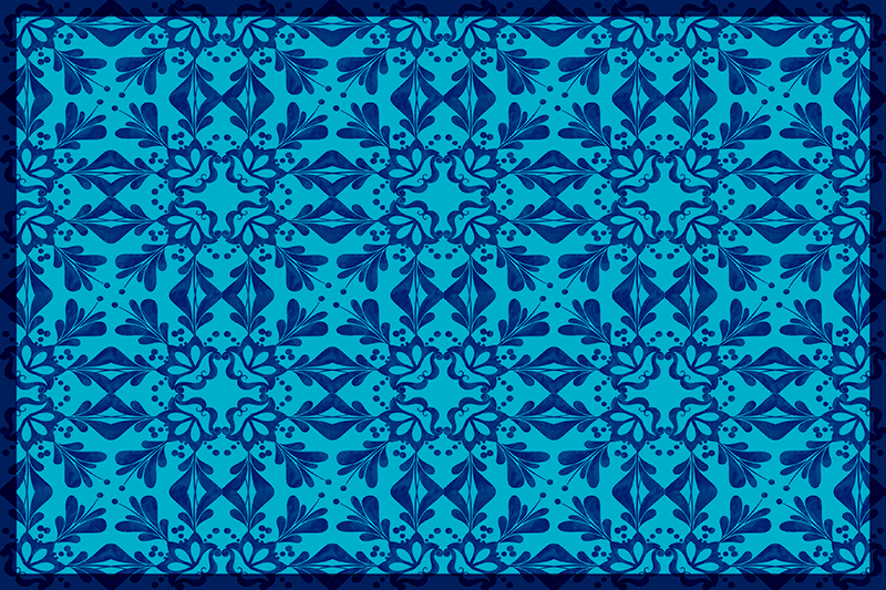 Sininen mosaiikki kukilla tyylikäs pöytätabletti - Tenstickers