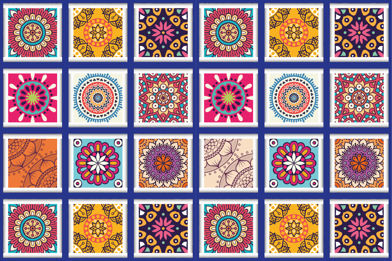 Alkuperäinen pöytätabletti geometrisilla kukkakuviolla - Tenstickers
