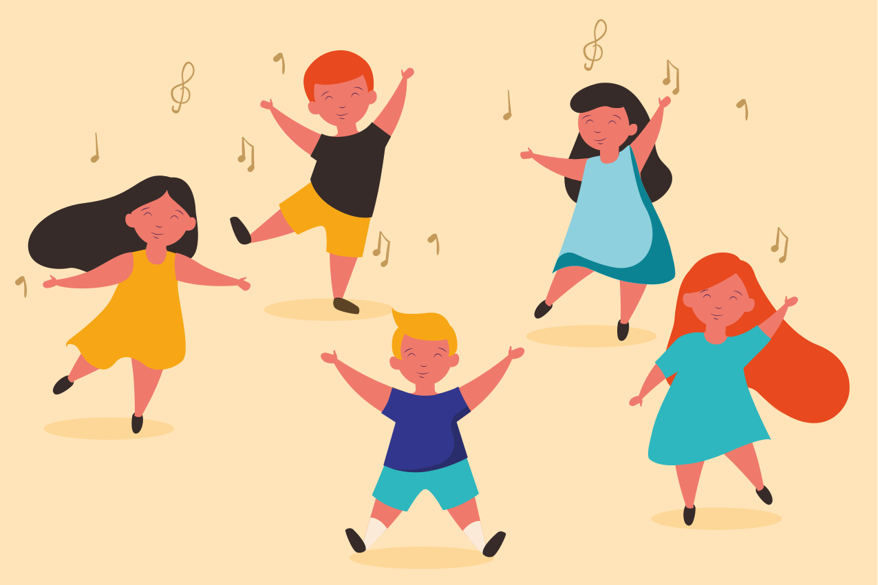 Iloiset tanssivat lapset lasten pöytätabletti - Tenstickers