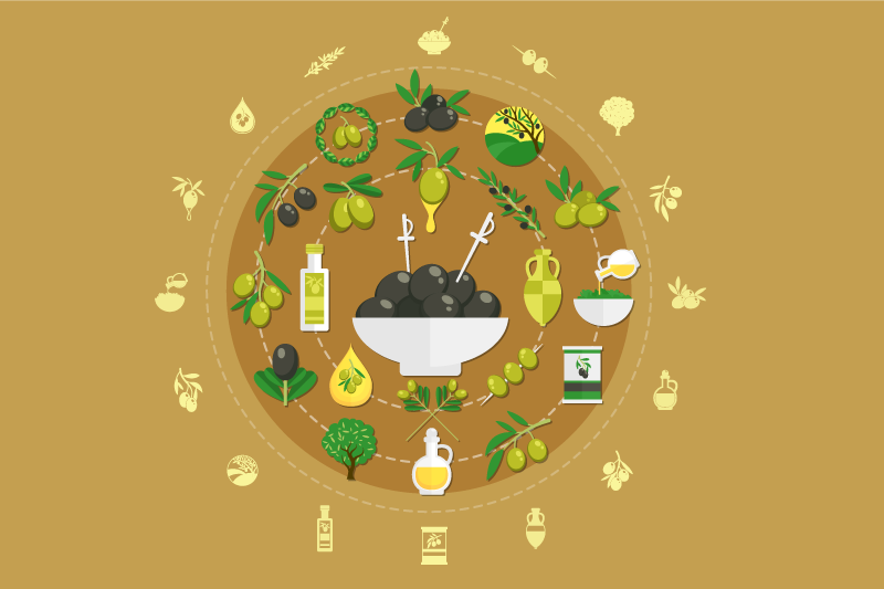 Alkuperäinen pöytätabletti oliivikulhojärjestely - Tenstickers