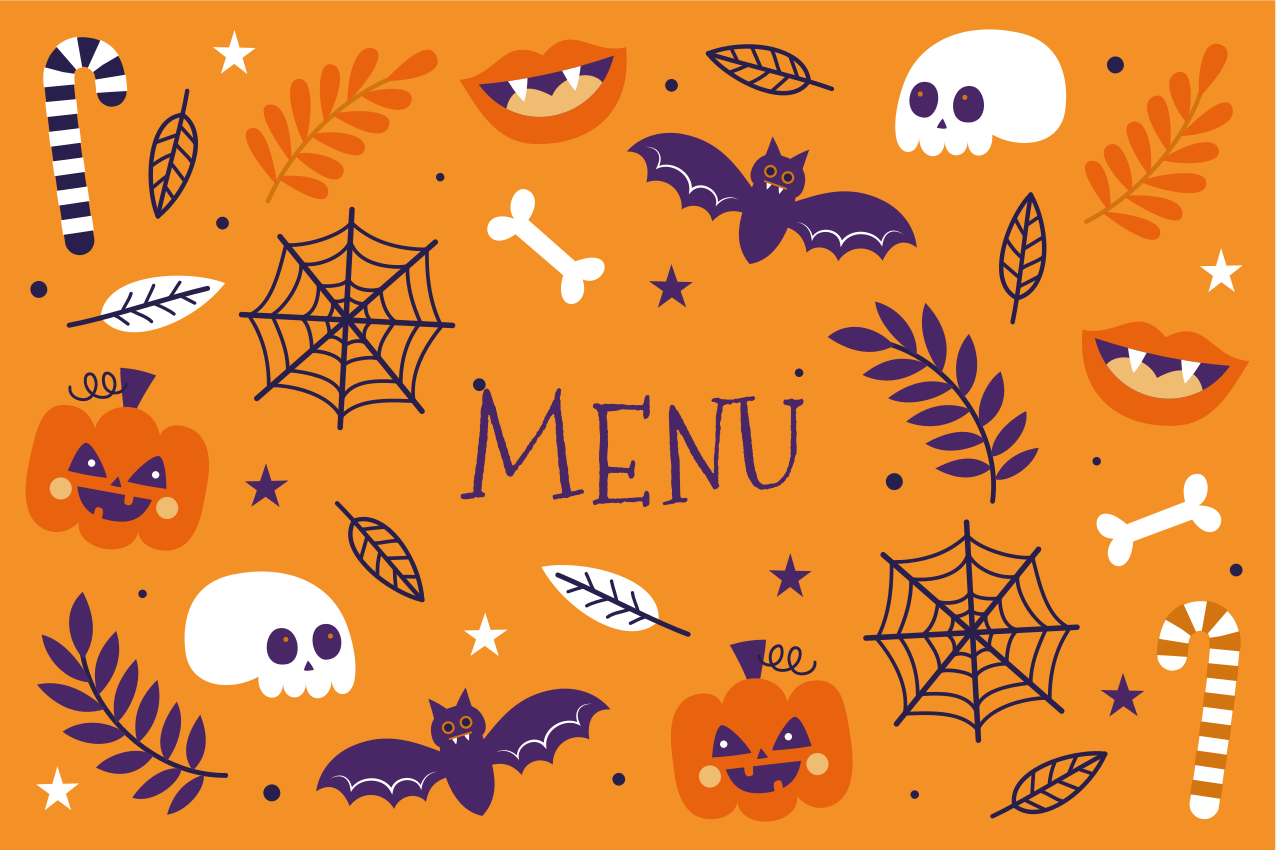 Halloweenin karmiva menu pöytätabletti - Tenstickers