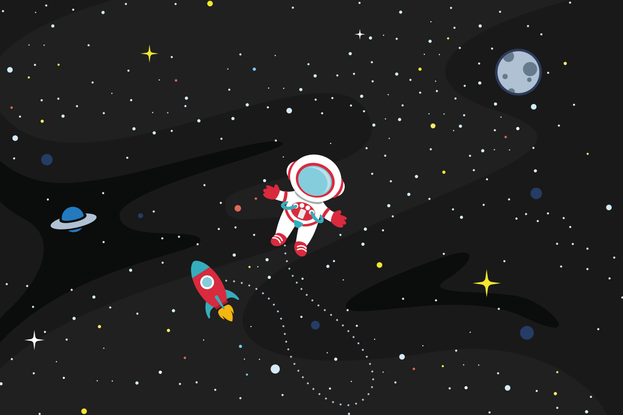 Avaruusmatkailija ja raketti lasten pöytätabletti - Tenstickers