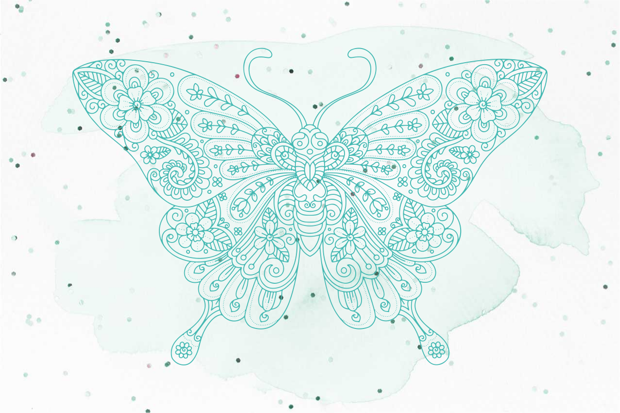 Turkoosi ja mandala perhonen placemats - Tenstickers