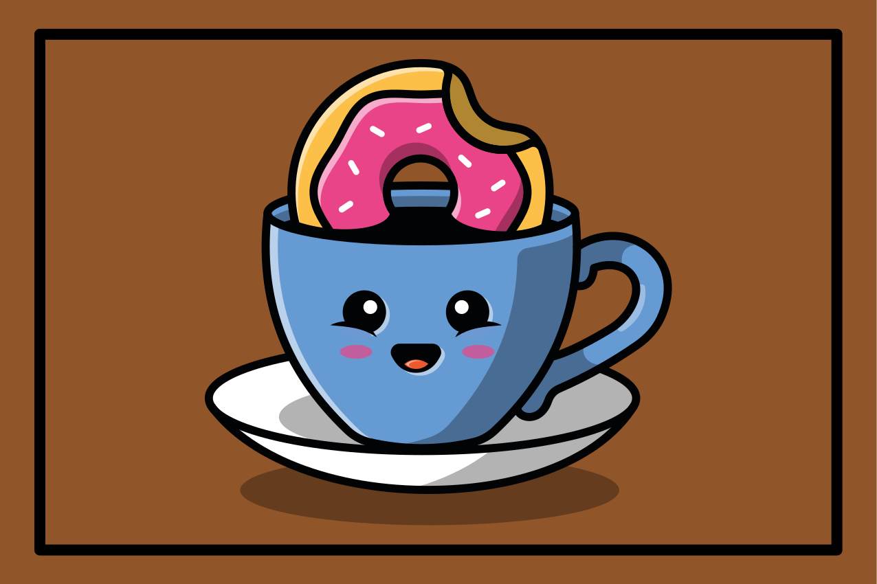 Söpö muki, jossa on donitsi Alkuperäinen pöytätabletti - Tenstickers