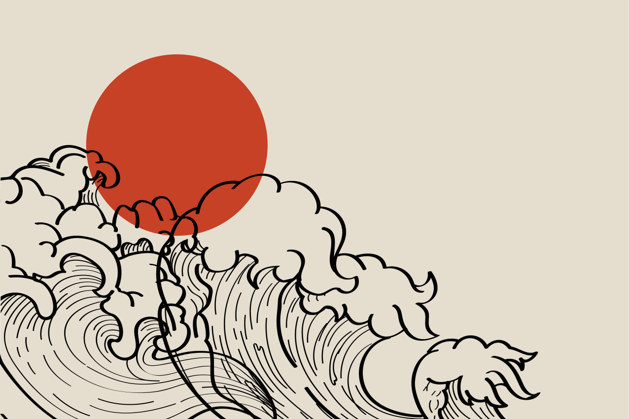 Japan aalto valtameri kuva Suorakulmainen pöytätabletti - Tenstickers