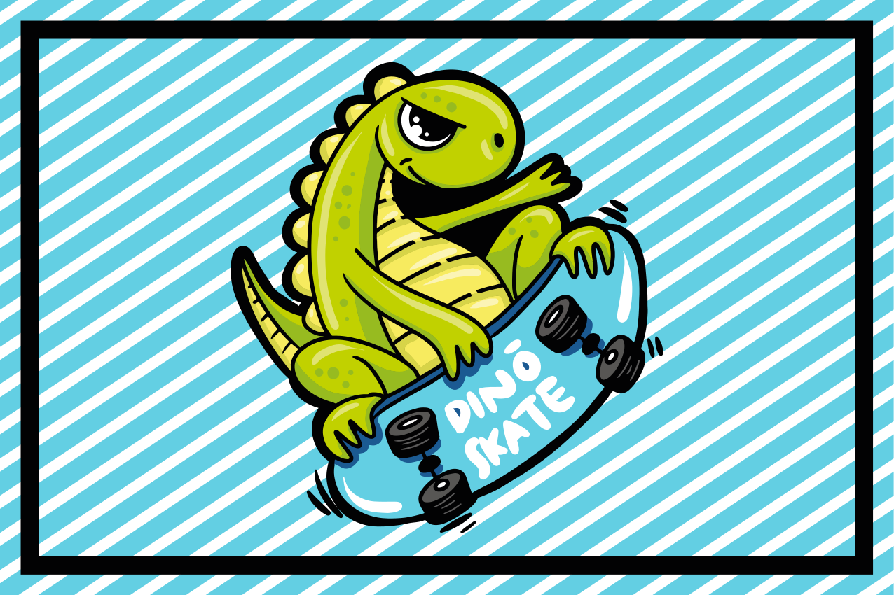 Dino rullalautaseikkailu lasten pöytätabletti - Tenstickers