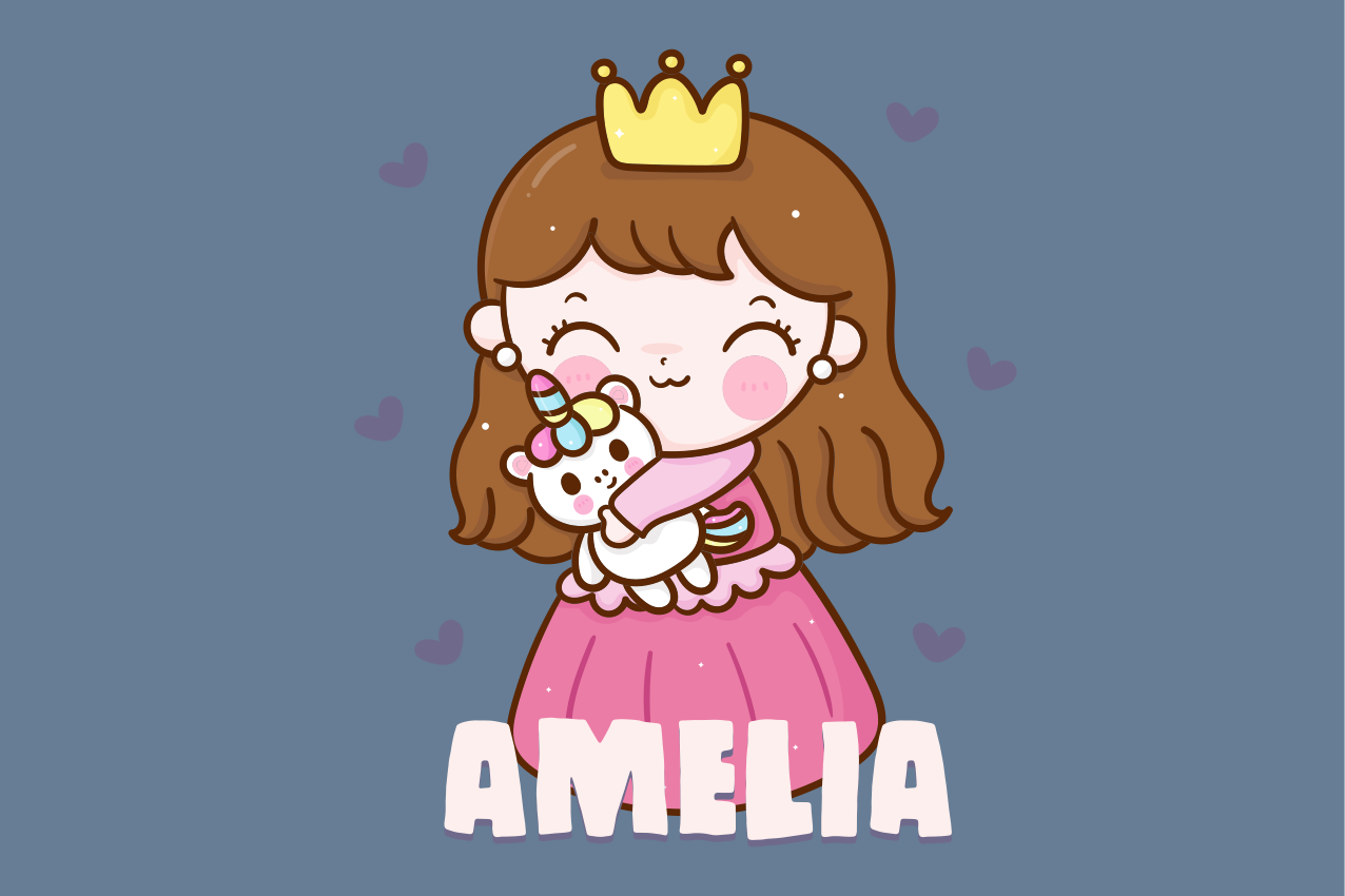 Söpö prinsessa ja yksisarvinen lasten pöytätabletti - Tenstickers