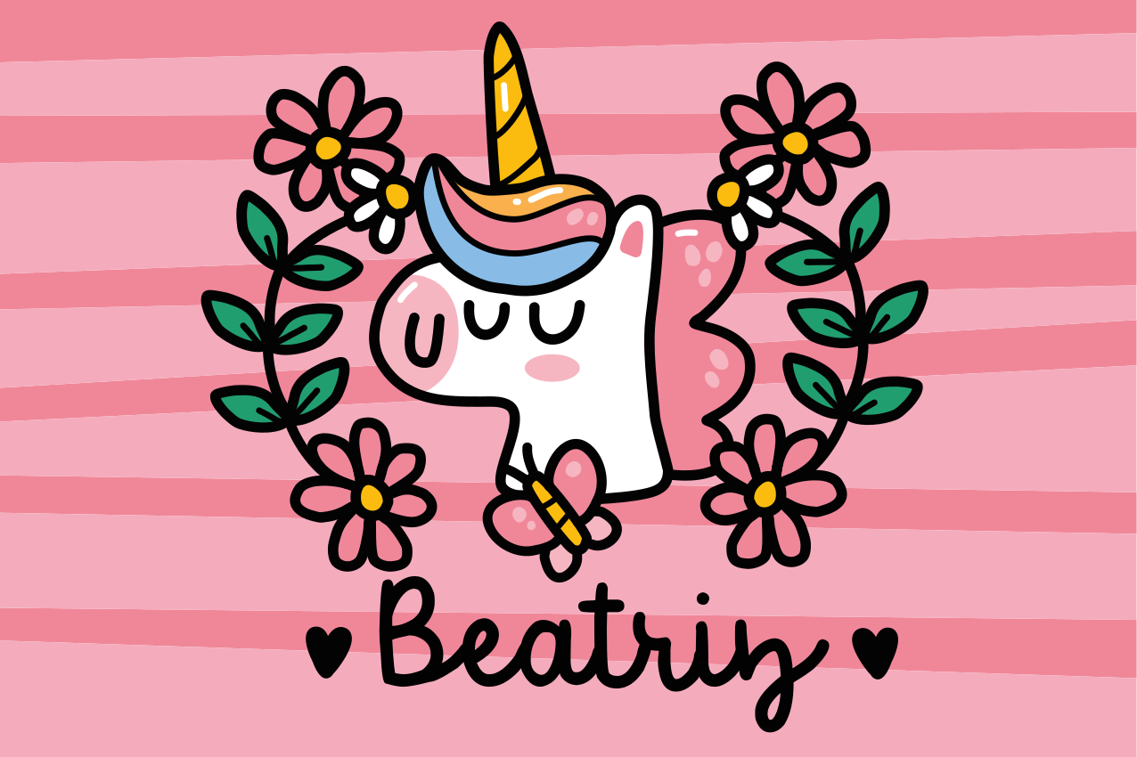 Satumainen yksisarvinen kukilla lasten pöytätabletti - Tenstickers