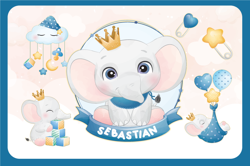 Söpö elefanttikuva lasten pöytätabletti - Tenstickers