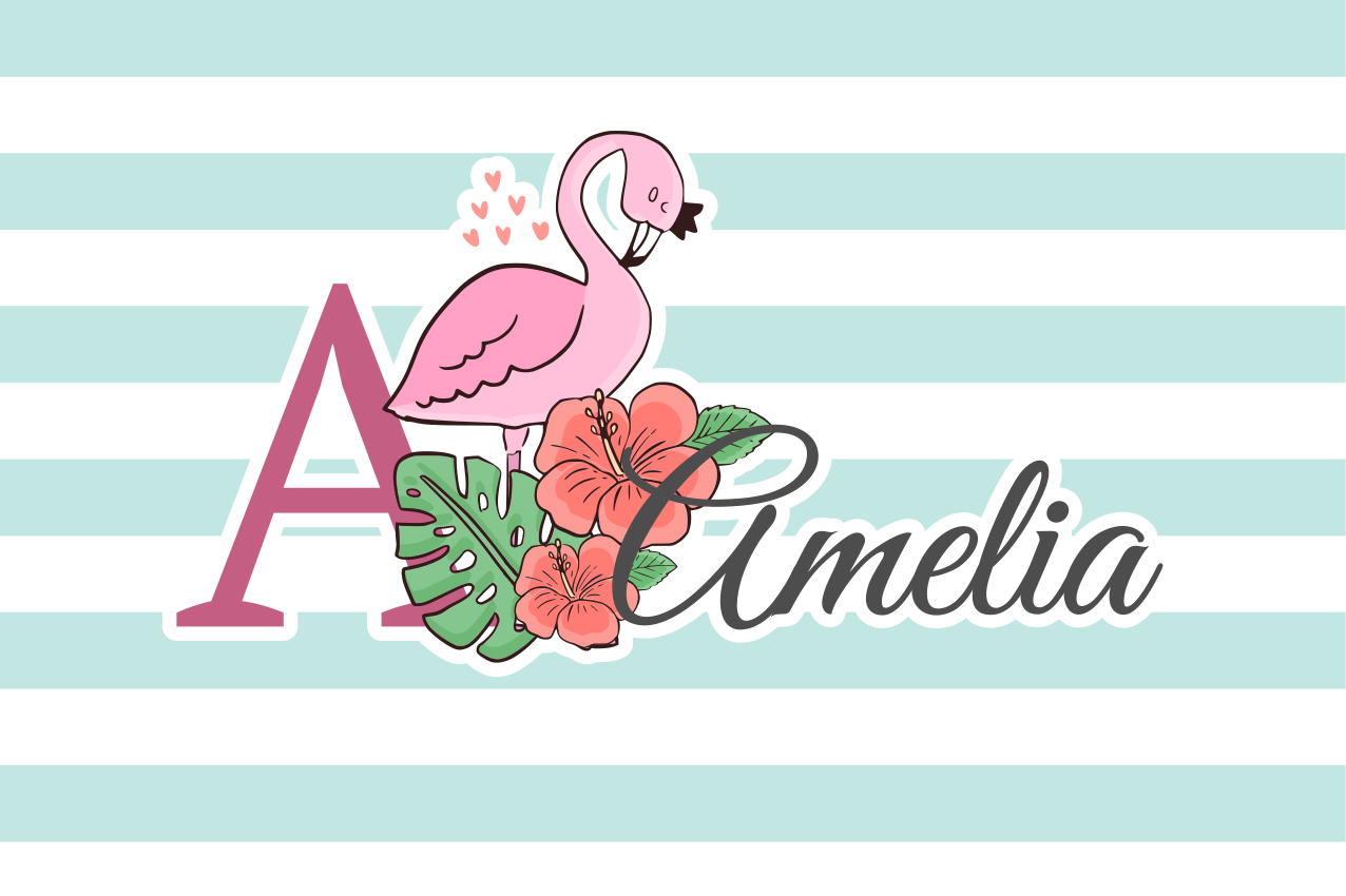 Flamingo monogram amelia lasten ruokapöytätabletti - Tenstickers