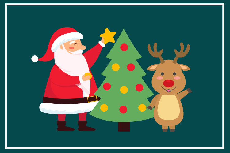 Joulupukki ja porot jouluinen pöytätabletti - Tenstickers