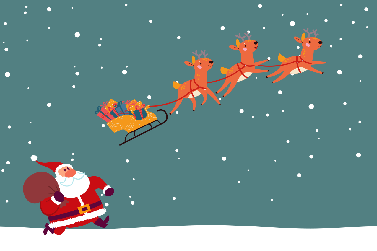 Jouluinen pöytätabletti joulupukin reki-ajelu - Tenstickers