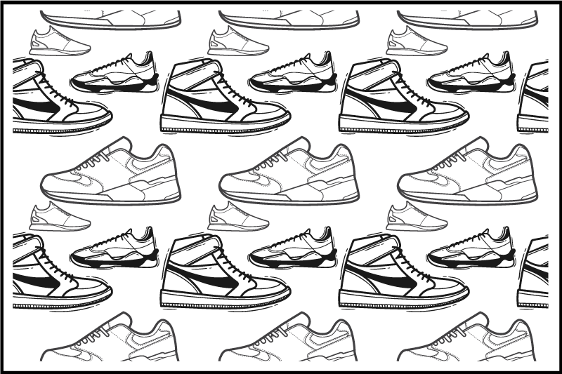 Mustavalkoiset retrolenkkarit kuvio Alkuperäinen pöytätabletti - Tenstickers