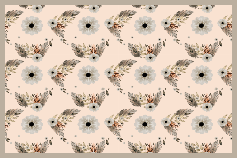 Pinkki ja musta pastelli kukkakuvio tyylikäs pöytätabletti - Tenstickers