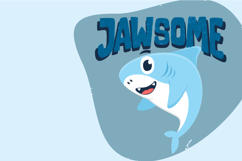 Iloinen hai kuosi lasten pöytätabletti - Tenstickers