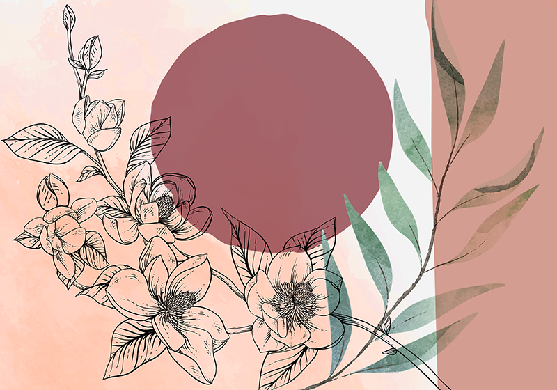 Pöytätabletti moderni kukkaminimalistinen korostus - Tenstickers