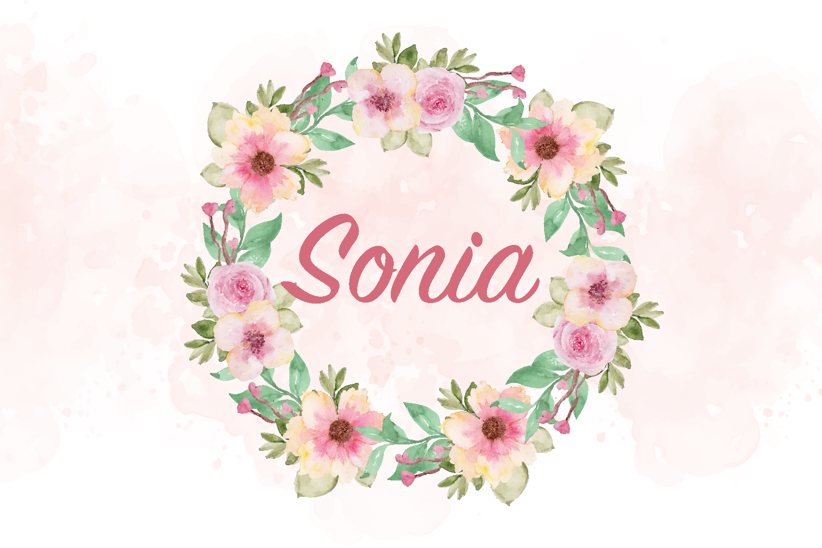 Akvarelli kukkia nimi pöytätabletti - Tenstickers