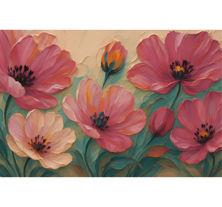 Maalattu kukkataide kylpyhuoneen valokuvatapetti - Tenstickers