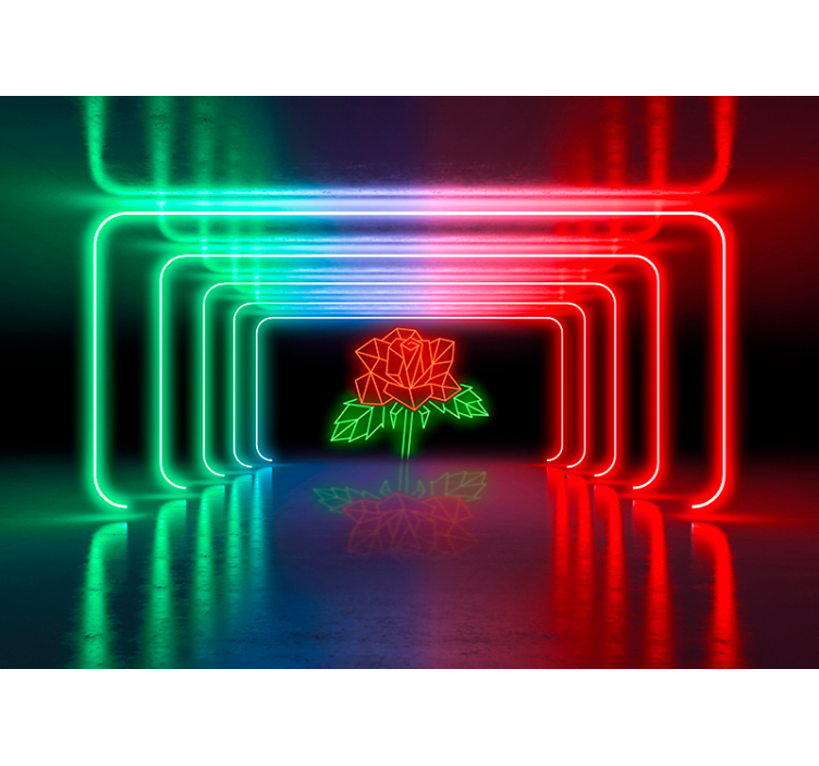 Neon ruusu 3d vaikutus valokuvatapetti - Tenstickers