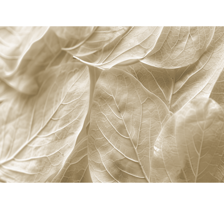 Isoja beigenvärisiä lehtiä päämakuuhuoneen valokuvatapetti - Tenstickers