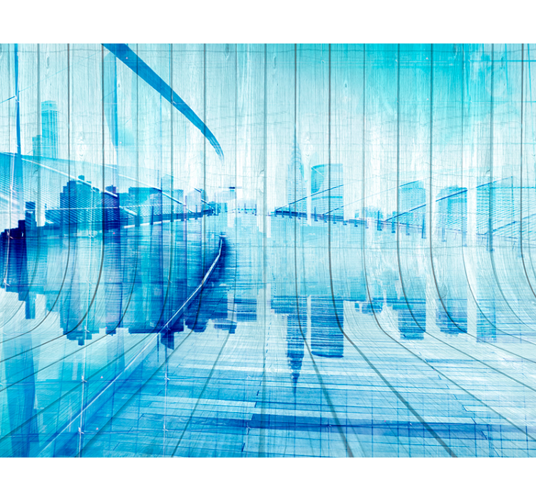 Puuvaikutus kaupungin taivaanrannan valokuvatapetti - Tenstickers