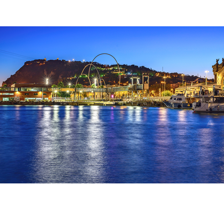 Barcelona atardecer montjuic kaupungin valokuvatapetti - Tenstickers