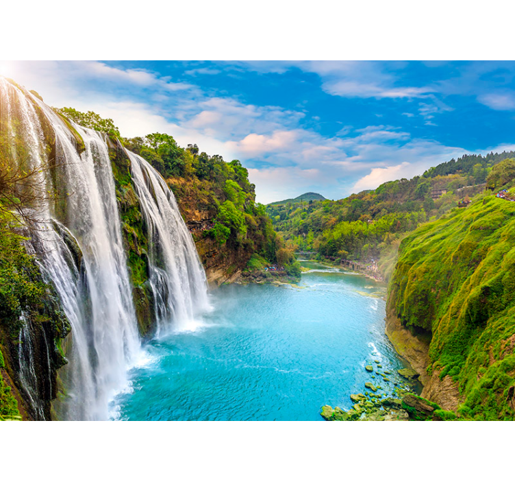 Joki vesiputous valokuvatapetti - Tenstickers