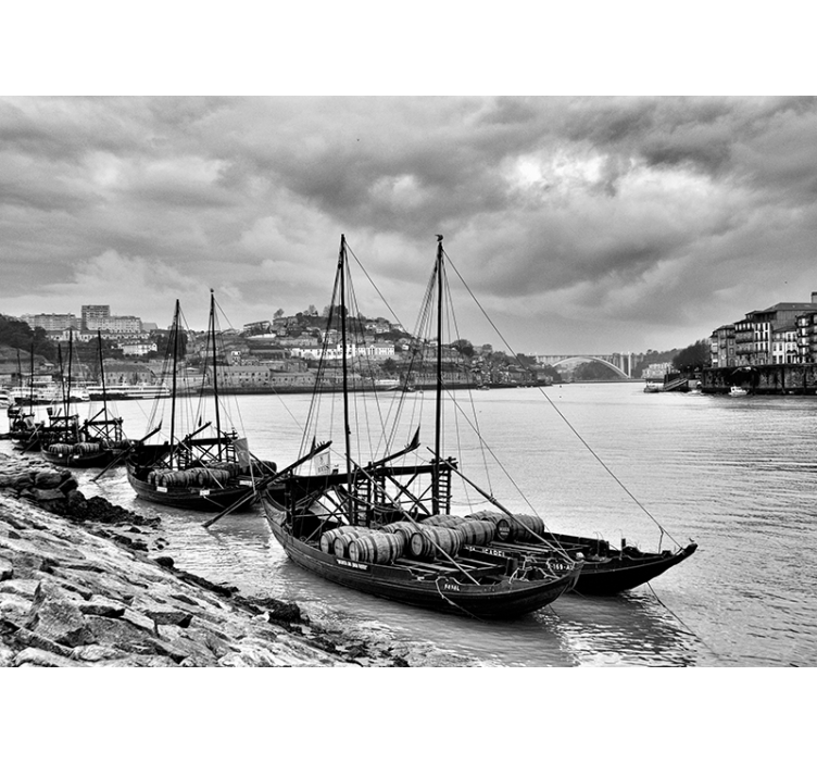 Rabelos vene yöllä valokuvatapetti - Tenstickers