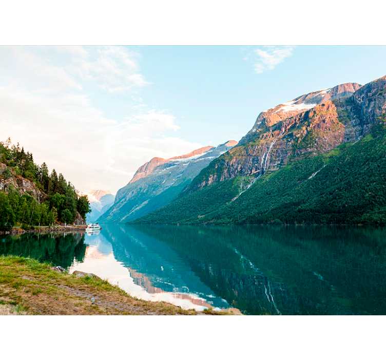 Kaunis vuoristo järvi valokuvatapetti - Tenstickers