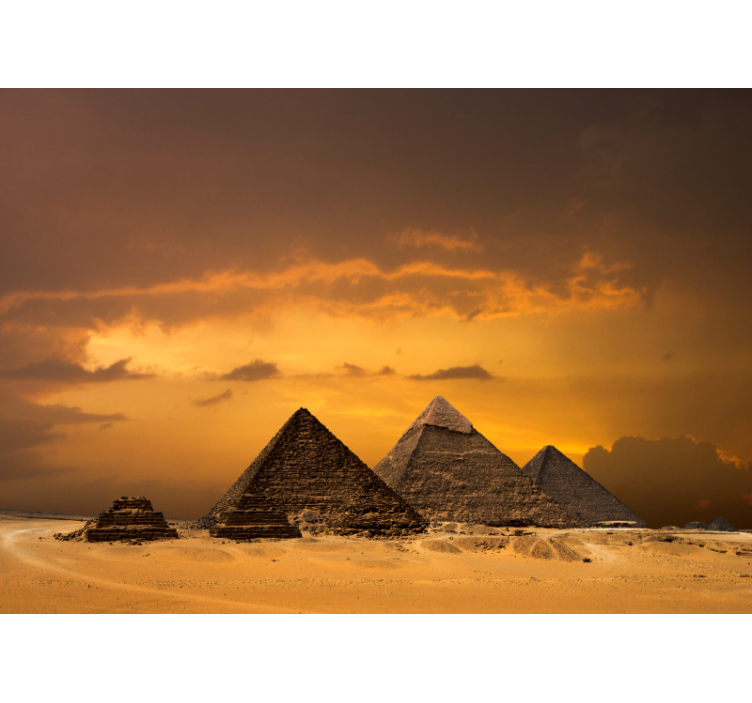 Egyptin pyramideja auringonlaskussa valokuvatapetti - Tenstickers