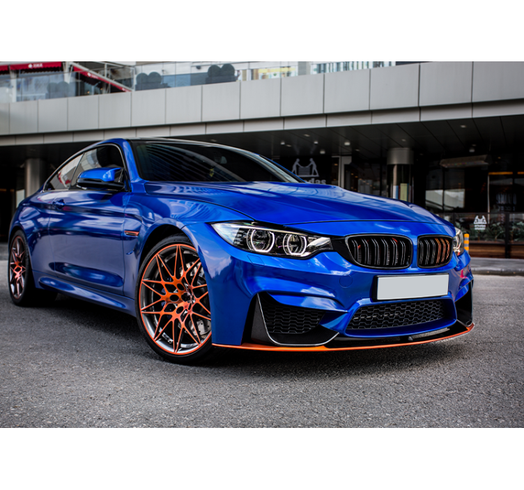 Makuuhuoneen siniselle urheilulle valokuvatapetti auto - Tenstickers