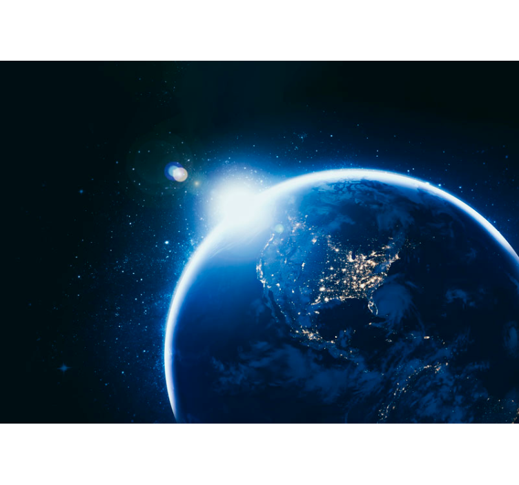 Maapallo avaruudesta, jossa on aurinkoa valokuvatapetti maailmank - Tenstickers