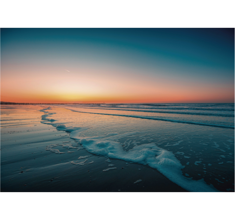 Auringonlasku meren aallot luonto valokuvatapetti - Tenstickers