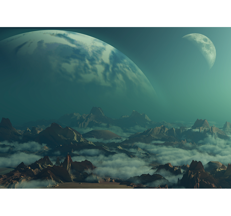 Avaruuden vuorihuiput valokuvatapetti - Tenstickers