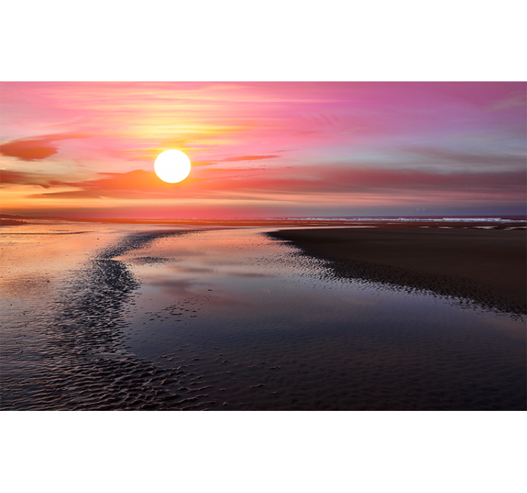 Puola merenranta auringonlasku valokuvatapetti meri - Tenstickers