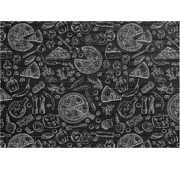 Ravintolan symbolit ja tekstit keittiö valokuvatapetti - Tenstickers